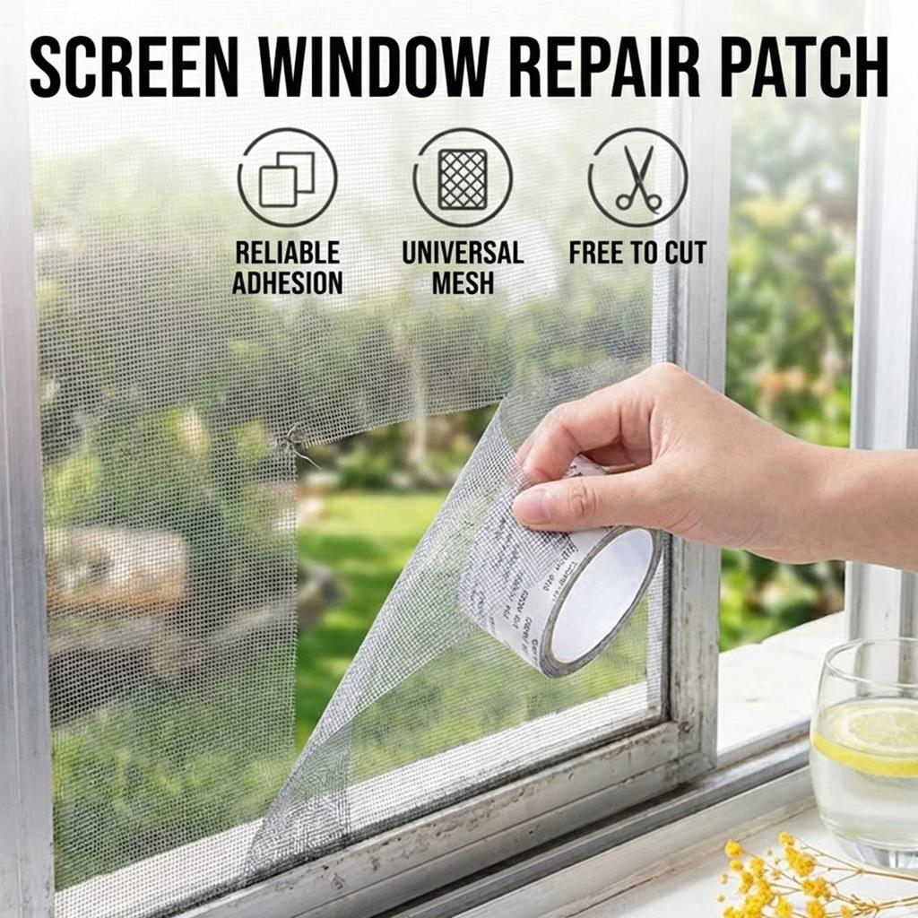 Aluminum Screen Repair Tape 2M x 5CM Mosquito Proof Patch Tear Resistant Material Easy Install for Home Office Window Fix