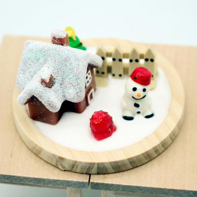 Small Christmas Snow House Mini Villa Xmas Gifts Scene Home Decor Decoration for 1/6