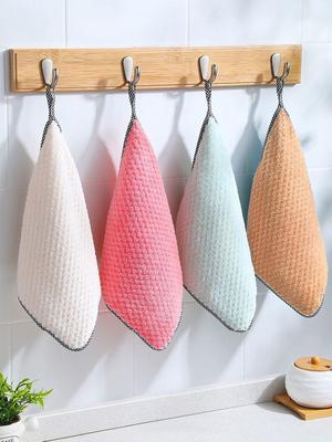 4pcs Kitchen Cloth Dish Towels Super Absorbent Coral Velvet Dishtowels Nonstick Oil Washable Fast Drying