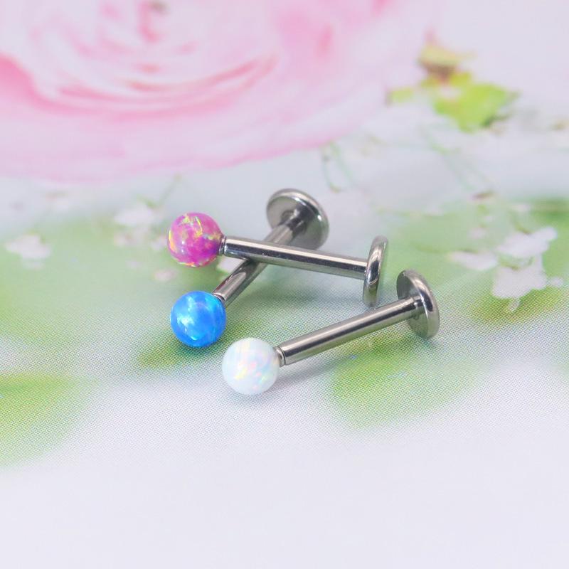 Bijou de piercing G23 Titane Boule Opale Lèvre