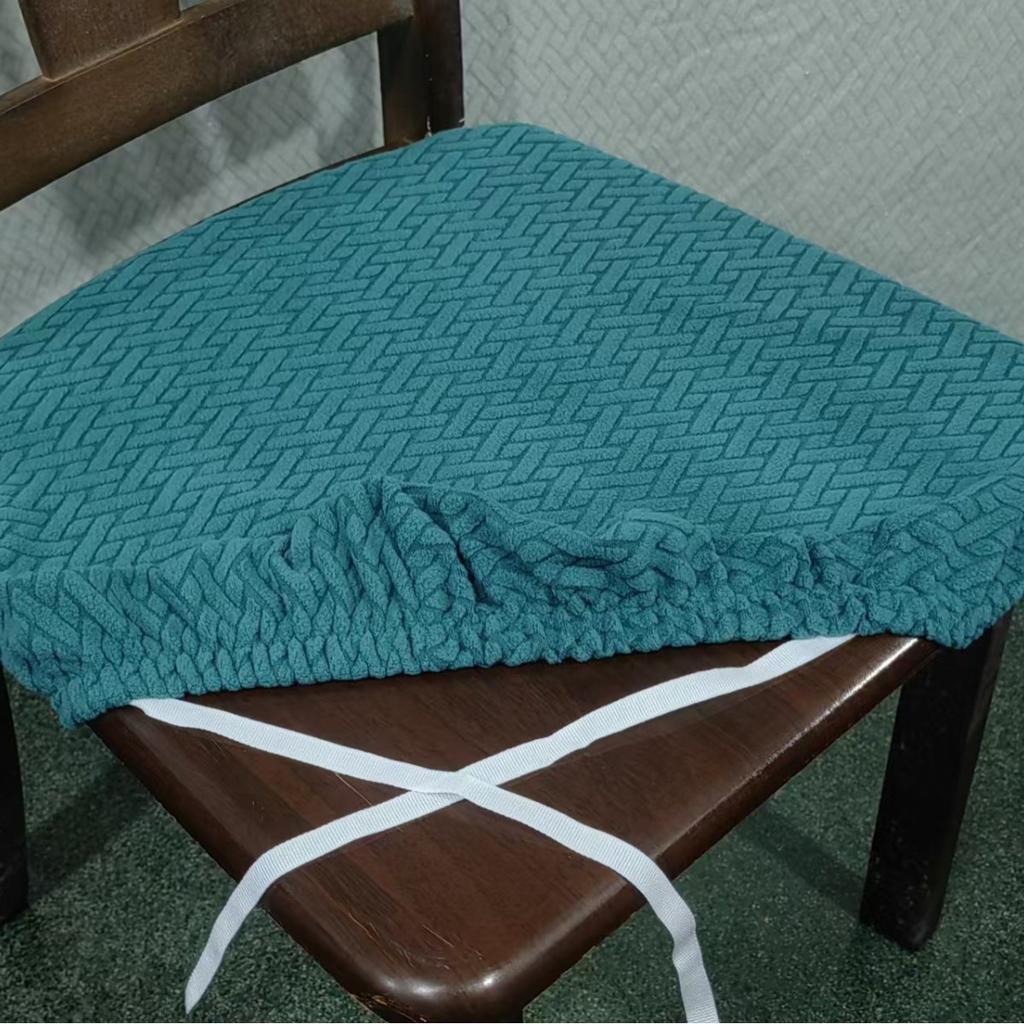 Jacquard Stretch Chair Seat Covers Removable Solid-color Chair Seat Cushion Cover Soft Chair Slipcovers For Dining Room Banquet