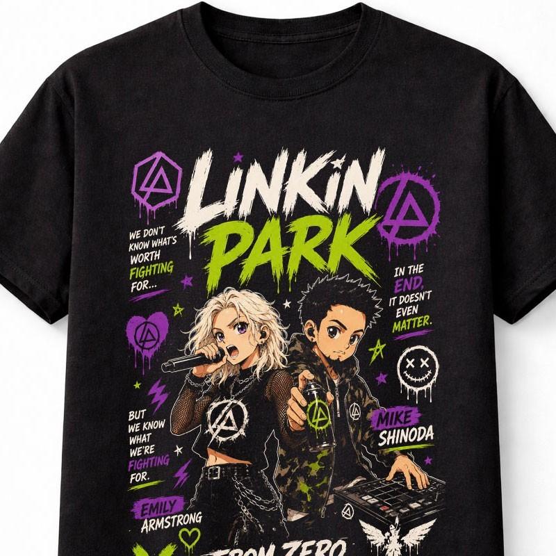 Linkin Park Mike Shinoda Emily Armstrong Grafinis Unisex Marškinėliai