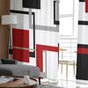 Abstract Geometric Squares Art Black Red Translucent Curtain Living Room Printed Tulle Window Drape Elegant Luxury Home Balcony Decor Curtains