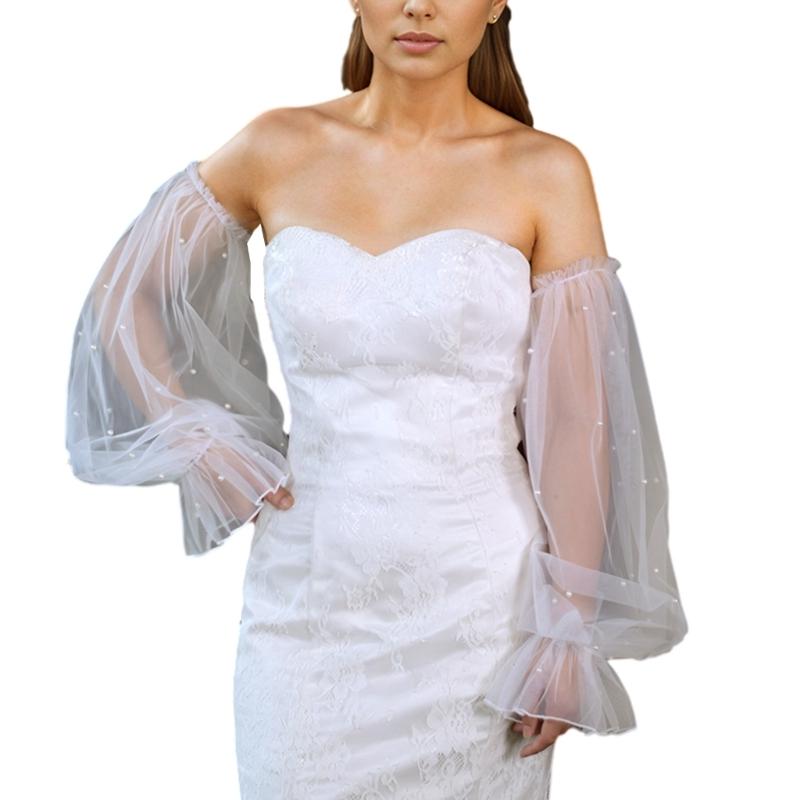 Lightweight Mesh Bride Arm Sleeves Elasticated Lace Trimmed Wedding Gloves Formal Occasion Dress Accessories