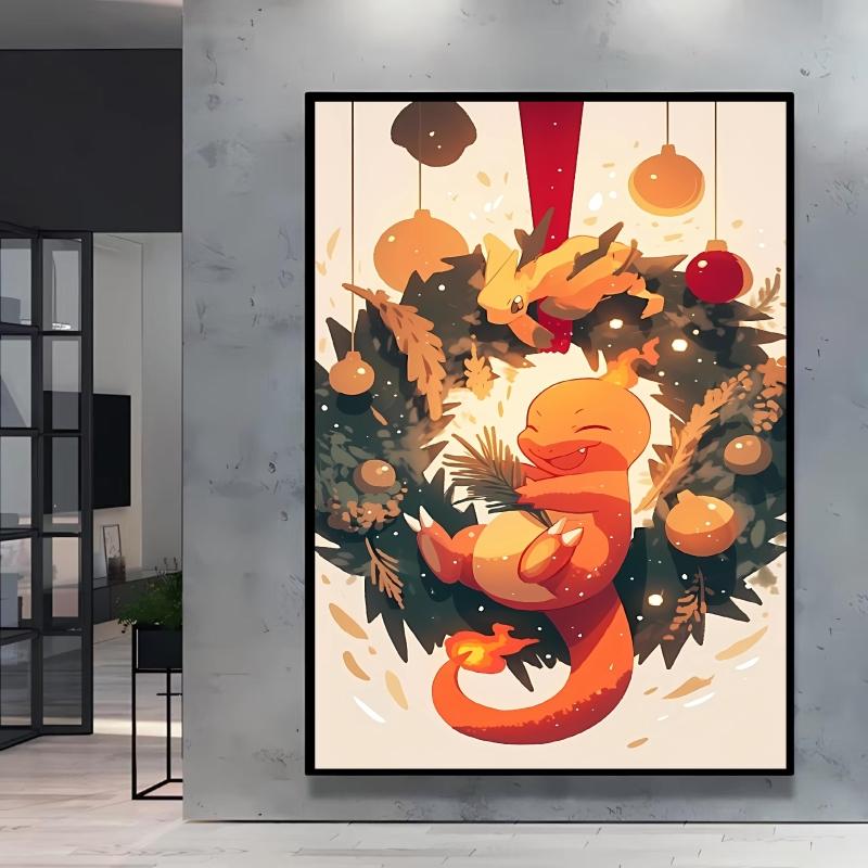 Canvas Wall Art Pokemon Pikachu Poster Prints Cute Cartoon Character Picture Classic Living Room Home Decoration Christmas Gift
