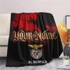 1PC Benfica Crest Custom Name Patterned Flannel Blanket Suitable For All Seasons For Home Decor Warmth And Comfort Gifts Holiday Present