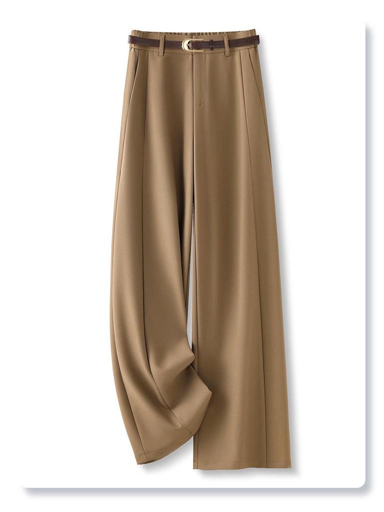 Women's Gray Wide-Leg High-Waisted Straight-Leg Pants for Spring/Autumn 2025