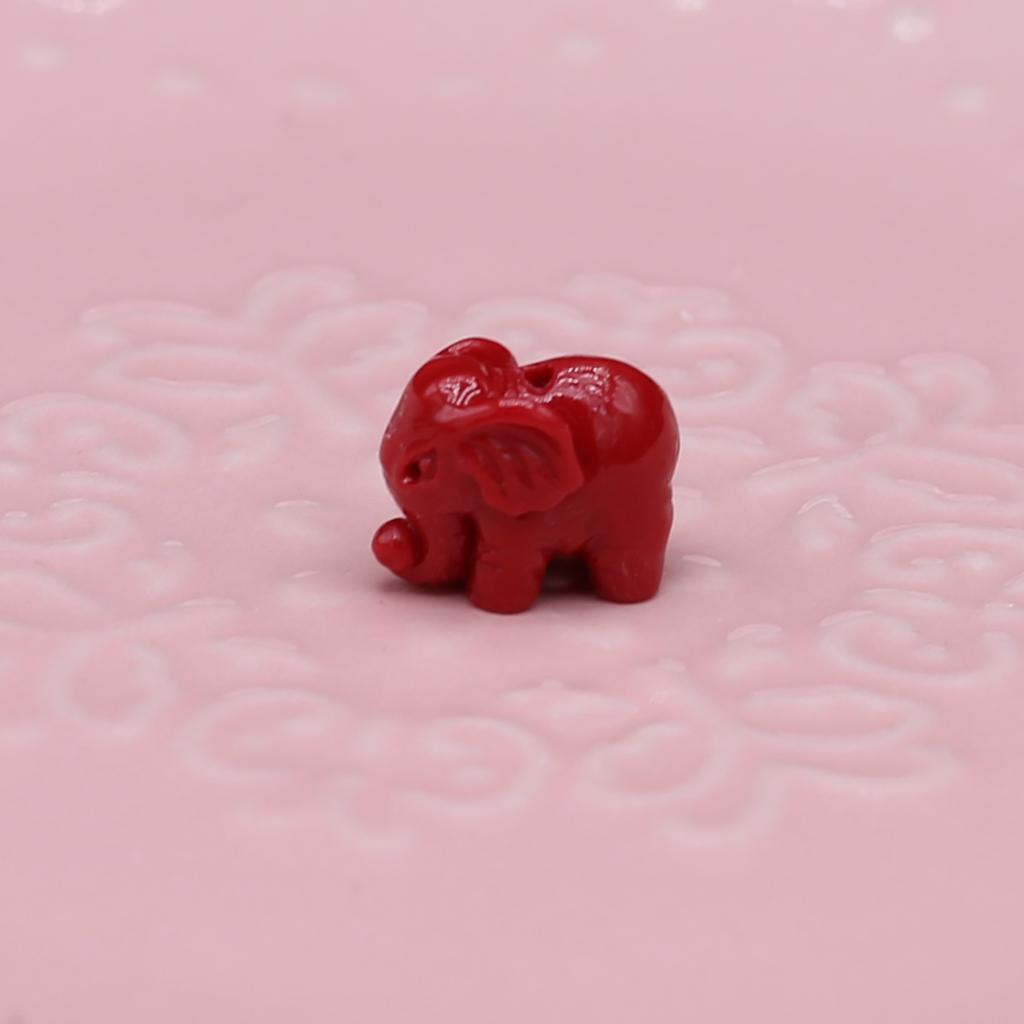 30Pcs/Bag Synthetic Coral Beads Elephant Shaped Perforated Loose Spacer Beads for Jewelry Making DIY Pendants Necklaces Keychains Accessories