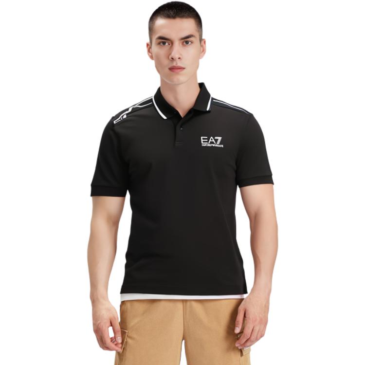 Emporio Armani EA7 SS24 Logo Print Casual Short Sleeve Polo Shirt Men tops Black 3RPF20-PJ03Z-1200