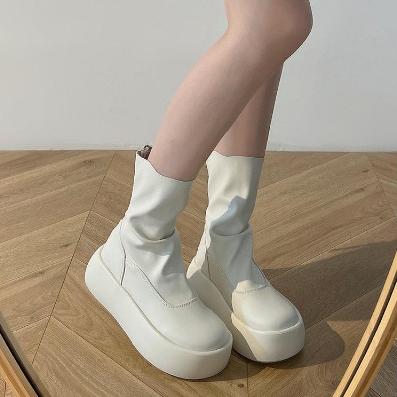 

2025 summer minimalist style catwalk cigarette boots, one pedal, thin boots can be salt and sweet, thick-soled Korean version of elastic boots tide 40