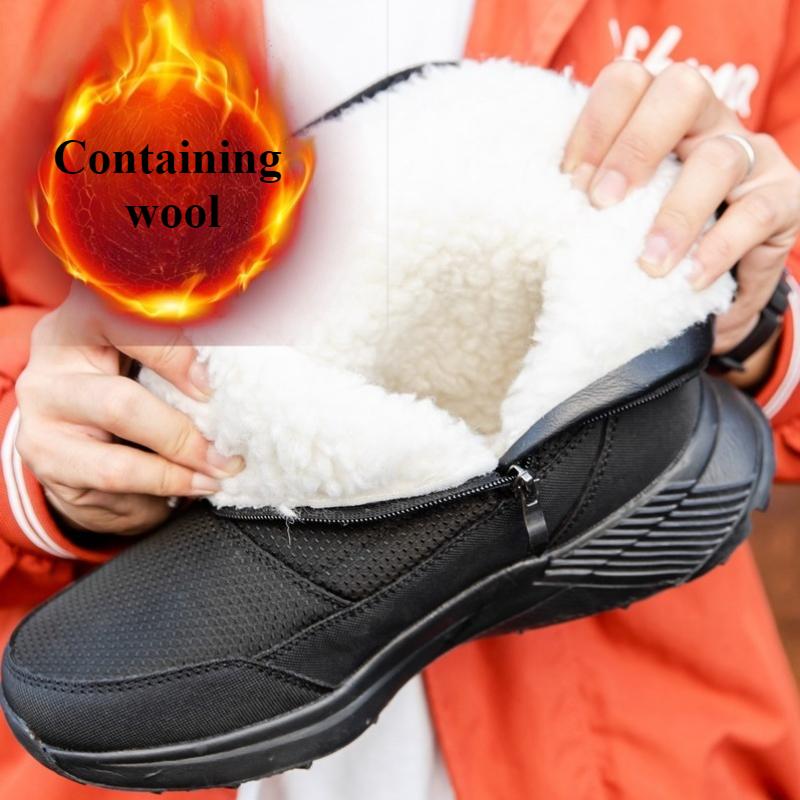 Men's and Women's Winter Thickened Padded Wool Waterproof Comfortable Warmth Cold -40 ° Lightweight Hiking Waterproof Non-slip Thick-soled Snow Boots