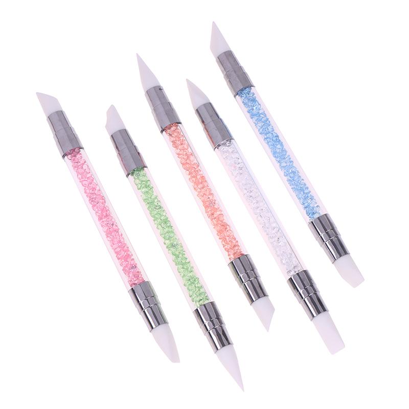 5 szt. Pióro do zdobienia paznokci Dwugłowe Silikonowe Pióro do Rzeźbienia Kwiatów Regulowany Klej w Sztyfcie Pióro do Embossingu Pędzel do Zdobienia Paznokci Każde Narzędzie Domowe
