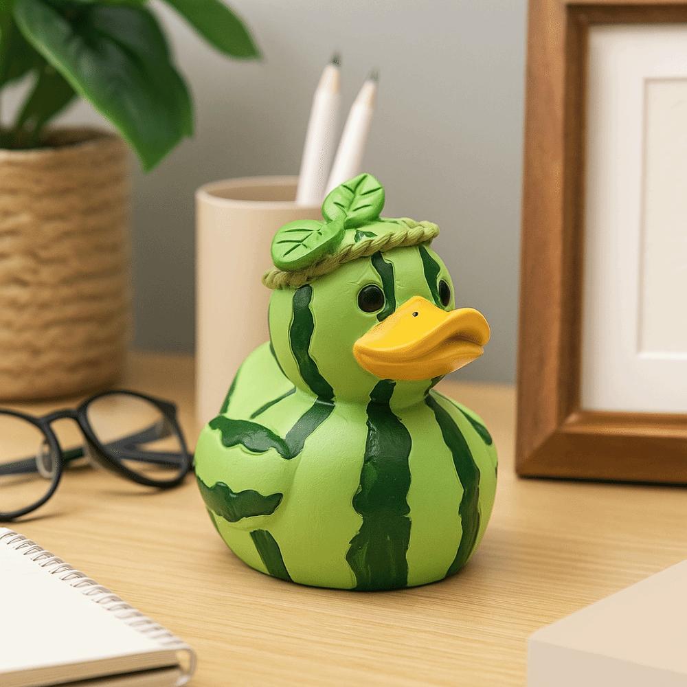 Decorative Dragon Fruit Duck Figurine Cartoon Duck Ornament Watermelon Duck Statue  Desktop Display