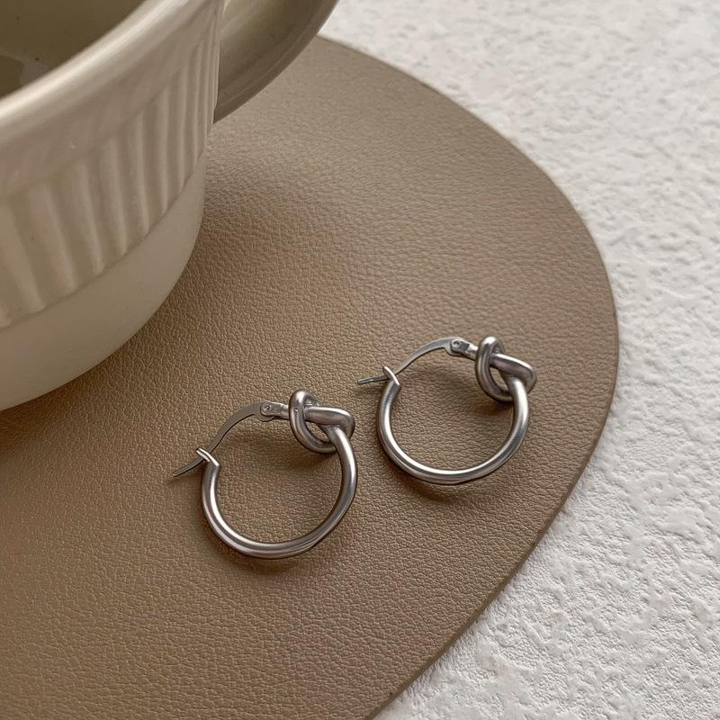 Korean-Style Gold-Plated Minimalist Knotted Hoop Earrings