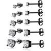 925 Sterling Silver Stud earrings Set | White Gold Plated Hypoallergenic Stud Earrings | Cubic Zirconia Stud Earrings for Women