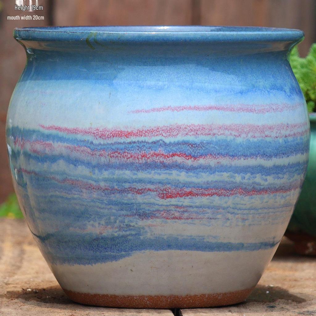 Stor Handgjord Keramik Kruka för Suckulenter och Grönska, Andningsbar Lerkruka i Lila Lera