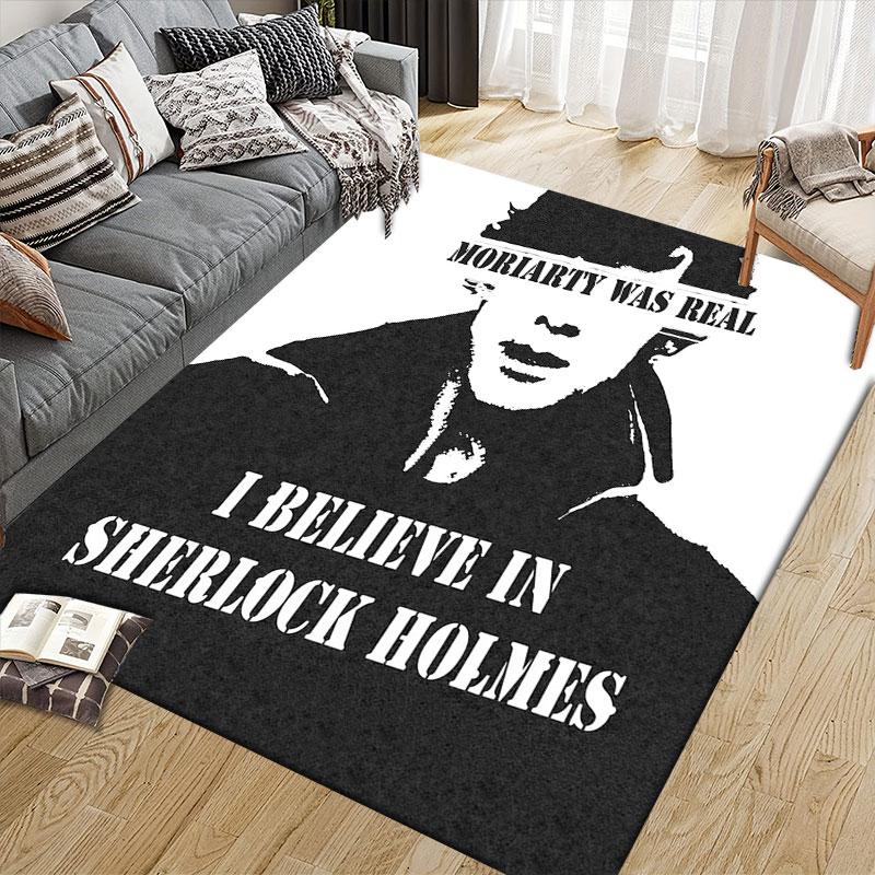 Sherlock Collage Flannel Printed Carpet, Home Sofa Decoration for Living Room & Bedroom, Non‑Slip Play Flannel Floor Mat for Game Room