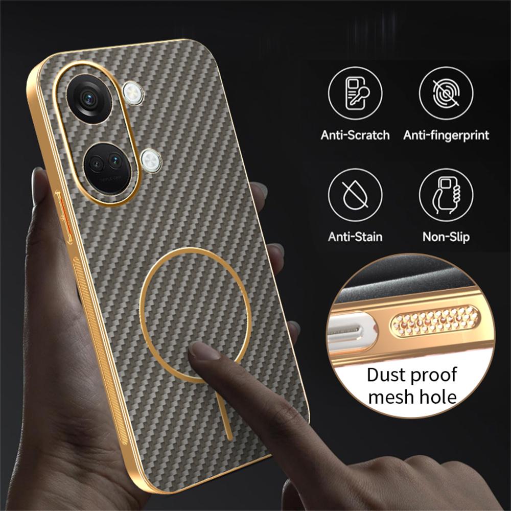 For OnePlus Ace 2V/Nord 3 5G Phone Case Carbon Fiber Textured Electroplated TPU Back Cover