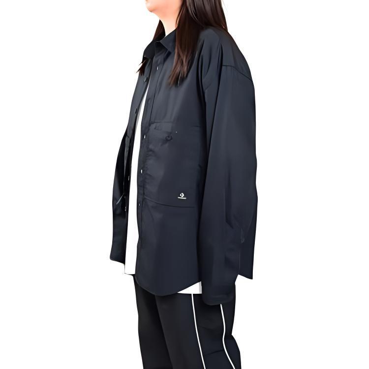 Converse Shirts Unisex Black Lapel Moderate Workwear 10027258-A01
