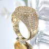 Gorgeous Wedding Engagement Golden Plated Ring for Women Fashion Sparking Design Inlaid Synthetic Zirconia Banquet Jewelry Gifts