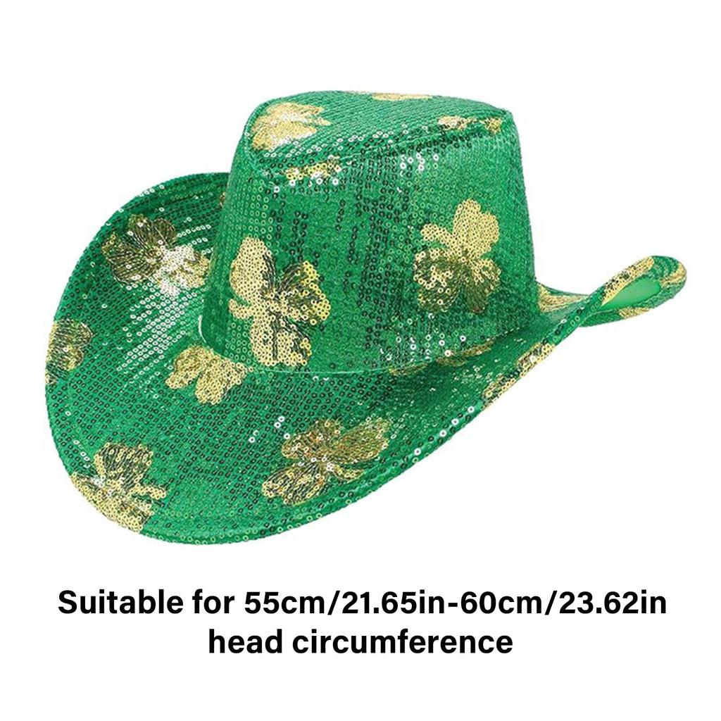 Shamrock Decoration Hat Suit Stage Performances Hat Sequins Celebrations Hat for Festives Parties