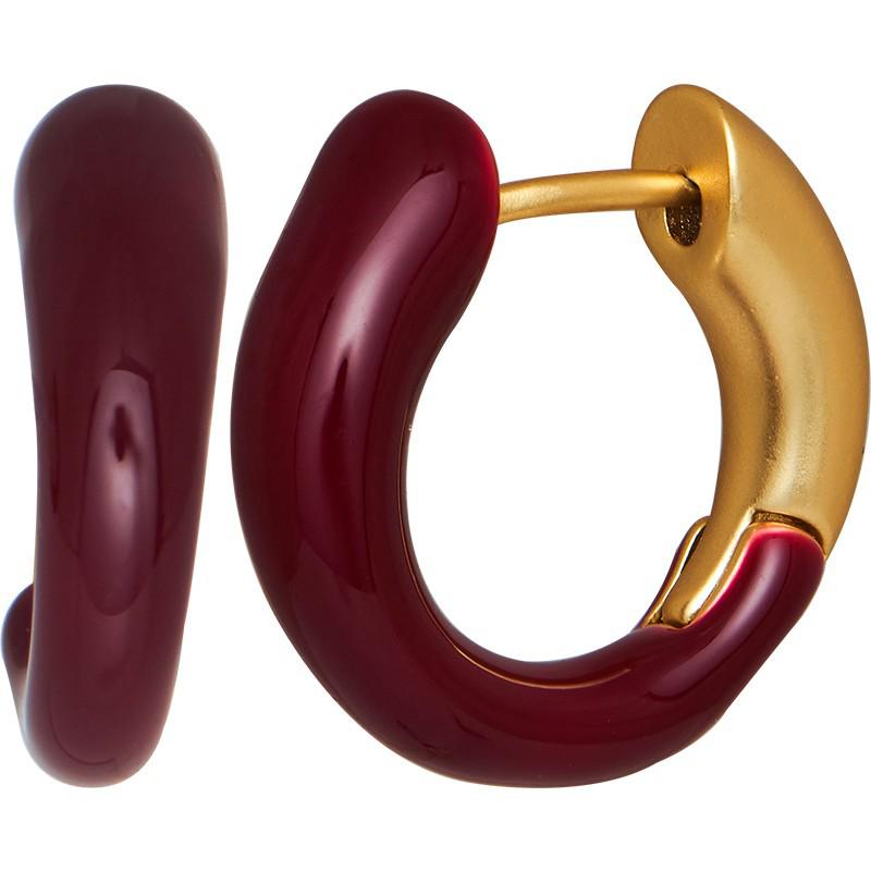 Ancola 2024 Red Retro Oval Pearl Earrings - Autumn & Winter Collection