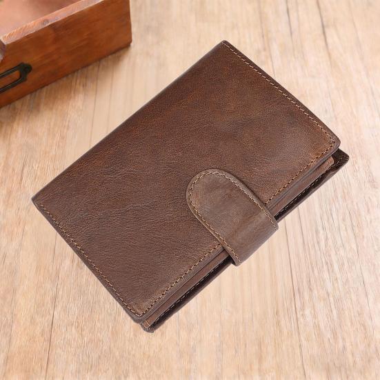 Men Faux Leather Wallet RFID Blocking Bi-fold Short Wallet Minimalist Slim Vintage Front Pocket Anti-Theft Credit Card Holder
