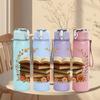 1PC Book Wreath Floral Frame Layout 750ml Color Plastic Sports Water Bottle Leakproof Flip Straw Lid For Sports Office Home Use
