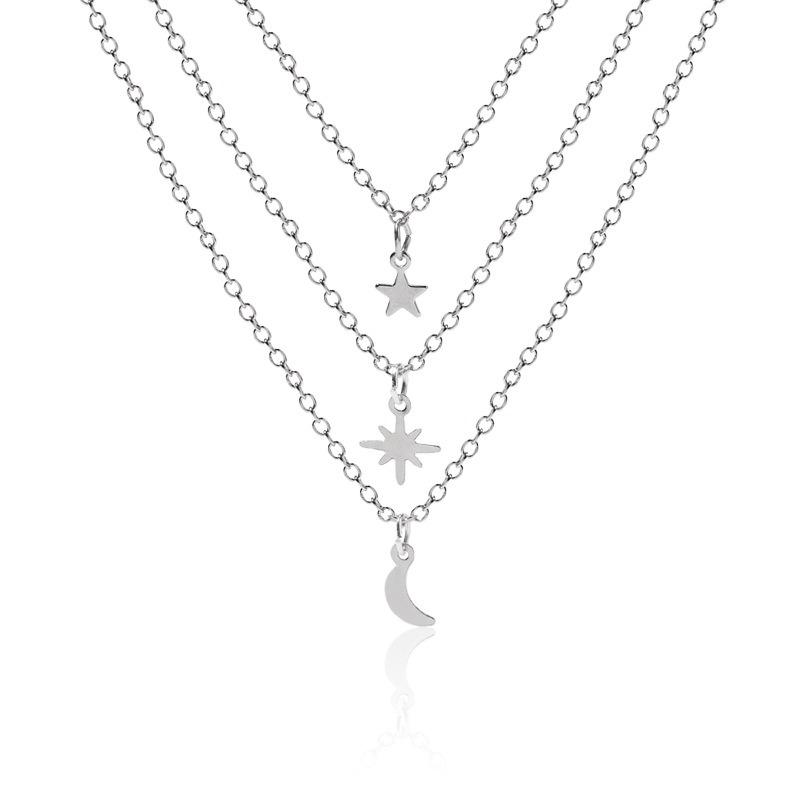 Star Necklace New Alloy Jewelry Pendant Moon Multilayer Stacking Women's High Sensibility Necklace