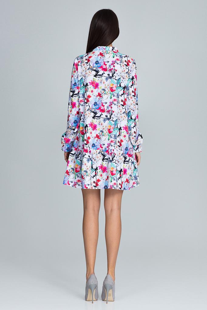 Floral dress with a bow on the neckline - M599 size /