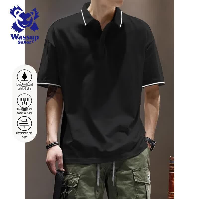 

Wassup Sohot Men s Solid Color Cooling Polo Shirt M