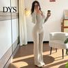 Women Lounge Wear Set Women's 2 Piece Sweatsuits Zip Up Hoodies And Bell Tracksuit Bottom Pants Ribbed Knit Outfits Sexy Bodycon Workout Tracksuits