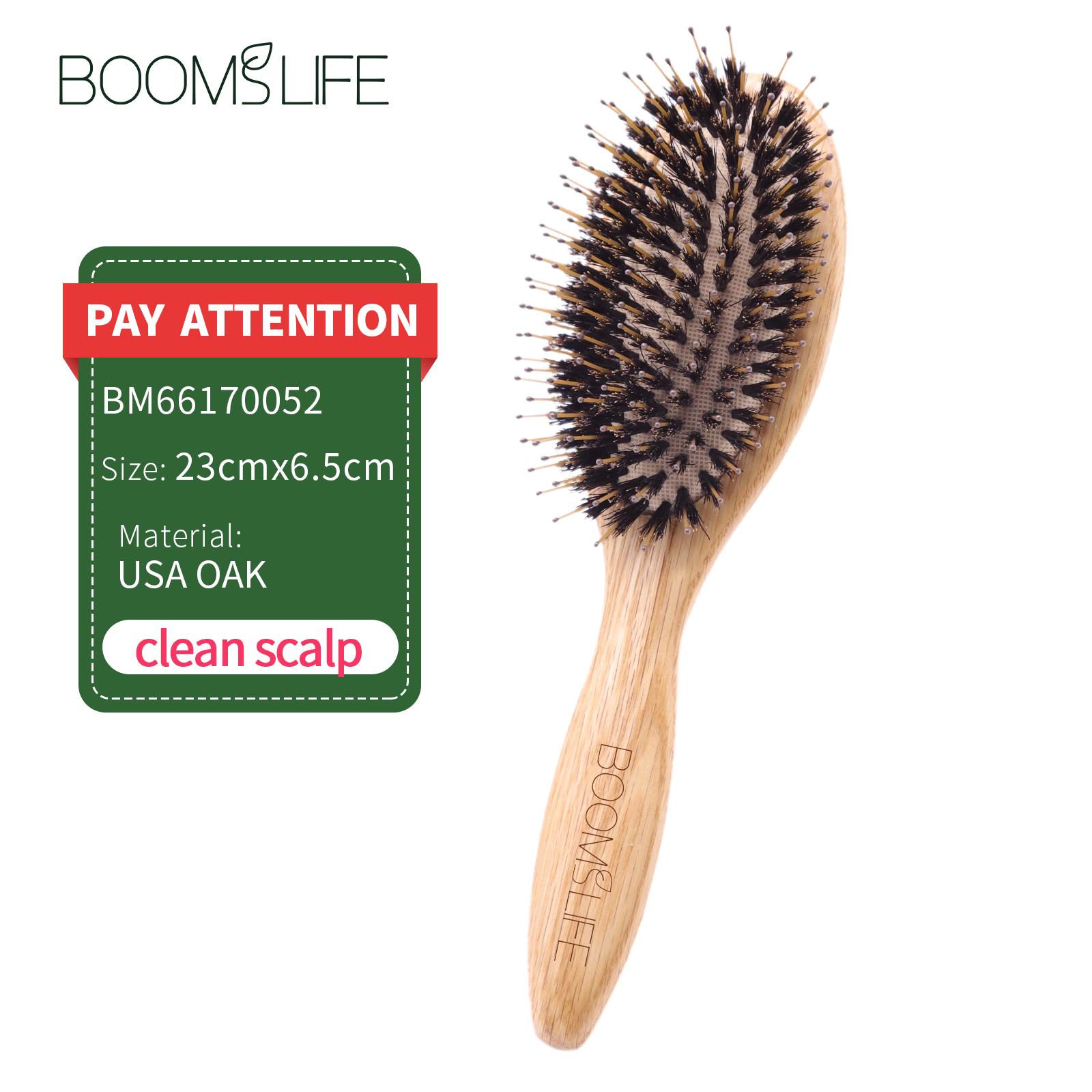 Name Soft Boar Bristle Hair Brush Women Detangling Hairbrush Oak Wood Massage Comb for Wet and Dry Hair Barber Combs boar mix nylon