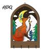 Key Hanger for Bedroom Door Bohemian Wooden Hanger Decorative Wall Mounted Holder with 4 Metal Boho Style Decor Hooks Artistic Hanging Hook Entryway
