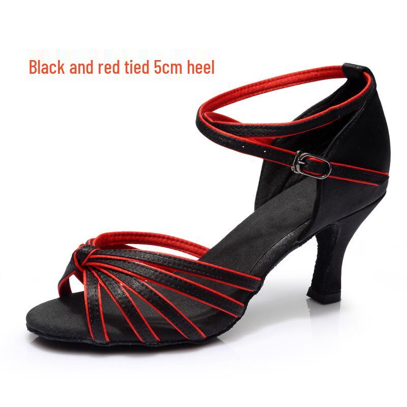 Women's Soft Sole Satin Latin Dance Shoes - Medium Heel, Perfect for Adult and Youth Practice or Professional Standard and Cowboy Dance Styles.