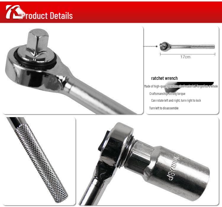 40-Piece Multi-functional Socket & Ratchet Wrench Set for Car Repair