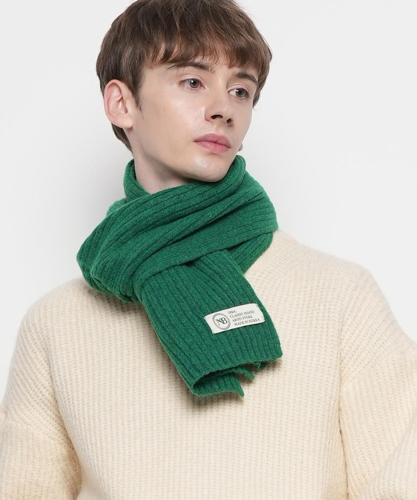 THE-ABON Unisex Day Classic Ribbed Scarf Green