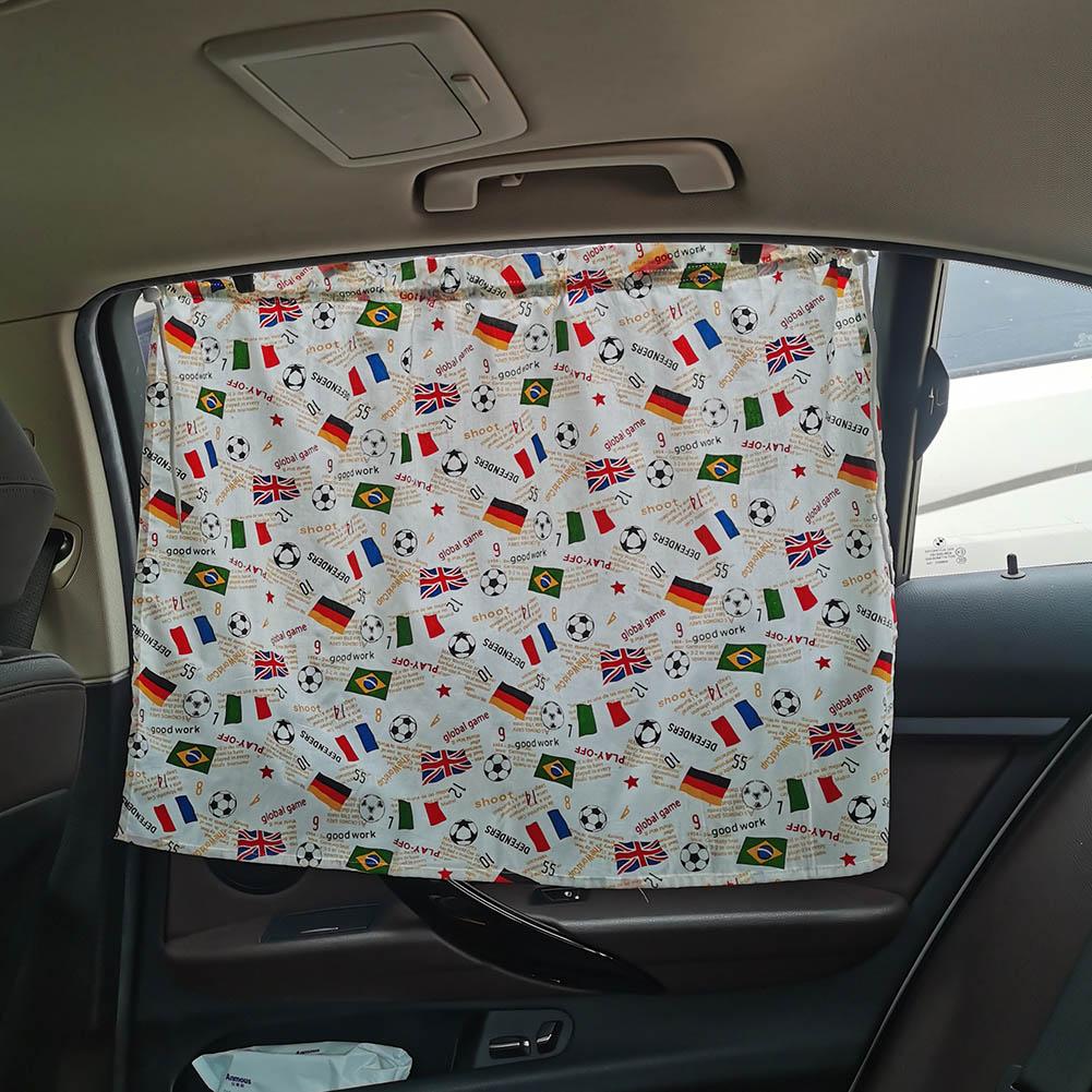 Suction Cup Sliding Curtain Cute Cotton Baby Car Window Sunshade Cover UV Protection Suction Cup Cloth Curtain for Kids Toddler