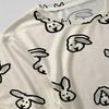 Women's Korean Style Rabbit Series Round Neck Short Sleeve T-Shirt Simple Design, Comfortable Fabric, Versatile for Daily Casual & Short Trips
