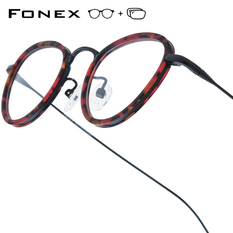 FONEX Progressive Prescription Glasses Custom Photochromic Myopia Optical Lens Eyewear Men Polygon Eyeglasses Titanium Frame 896