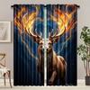 2pcs   Abstract Deer Galaxy Artistic Painting Design Polyester Curtains   HD Digital Print   Light Filtering Drapes for Bedroom   Li