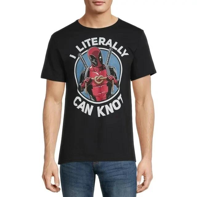 Marvel Deadpool Mens I Literally Can Knot Funny Black Shirt New 3XL 2XL