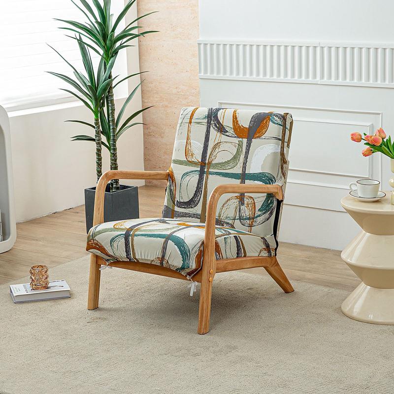 Home Decor Armchair Slipcover Elastic Chair Cover Zipper Stretch Wooden Arm Chair Cover Protector Removable Seat Cover