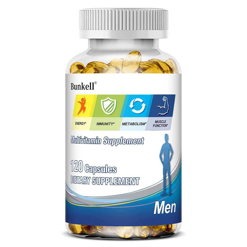 Men Multivitamin Supplement for Energy Immunity Metabolism and Muscle Function Support, 120 Capsules 120PCS