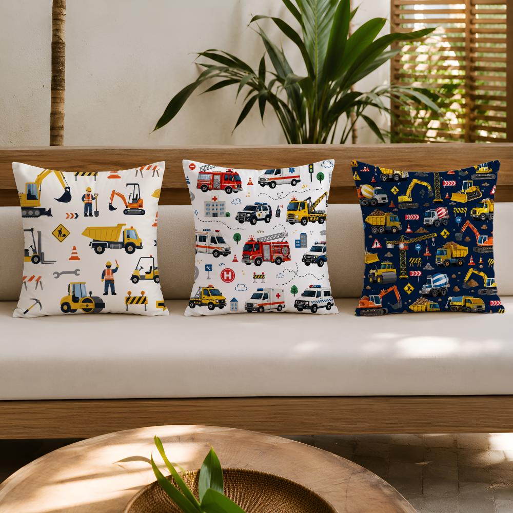 Art Transportation Cars Truck Boat Racing Cushion Cover Cushion Covers Machine Washable Wrinkle-Resistant Soft Durable