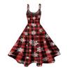Women's Casual Sleeveless Dress with Christmas Print and Round Neck for Holiday Party