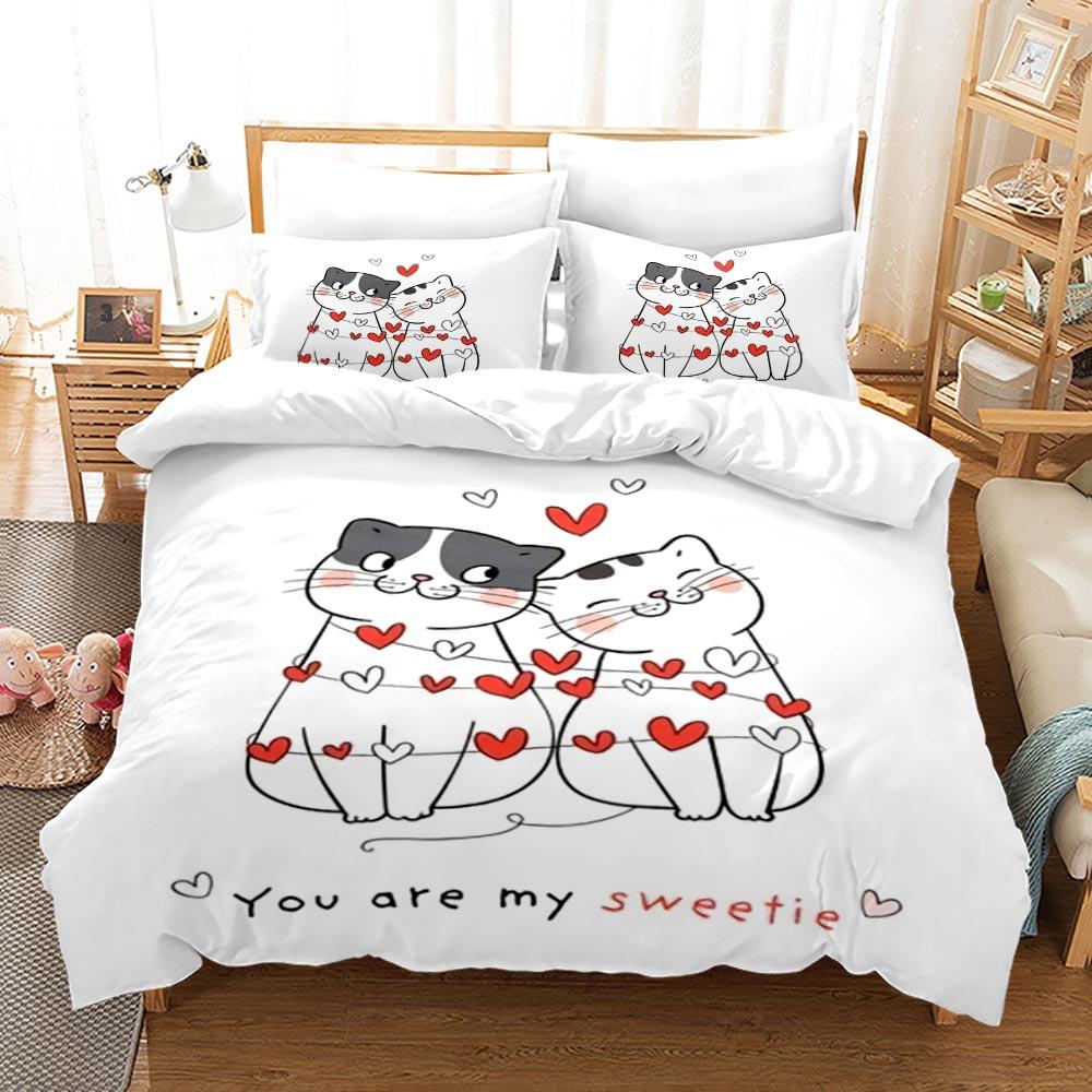 Couple Theme Duvet Cover Set Valentine's Day Present For Couple Wife Polyester Bedding Set King Queen Full Size Comforter Cover