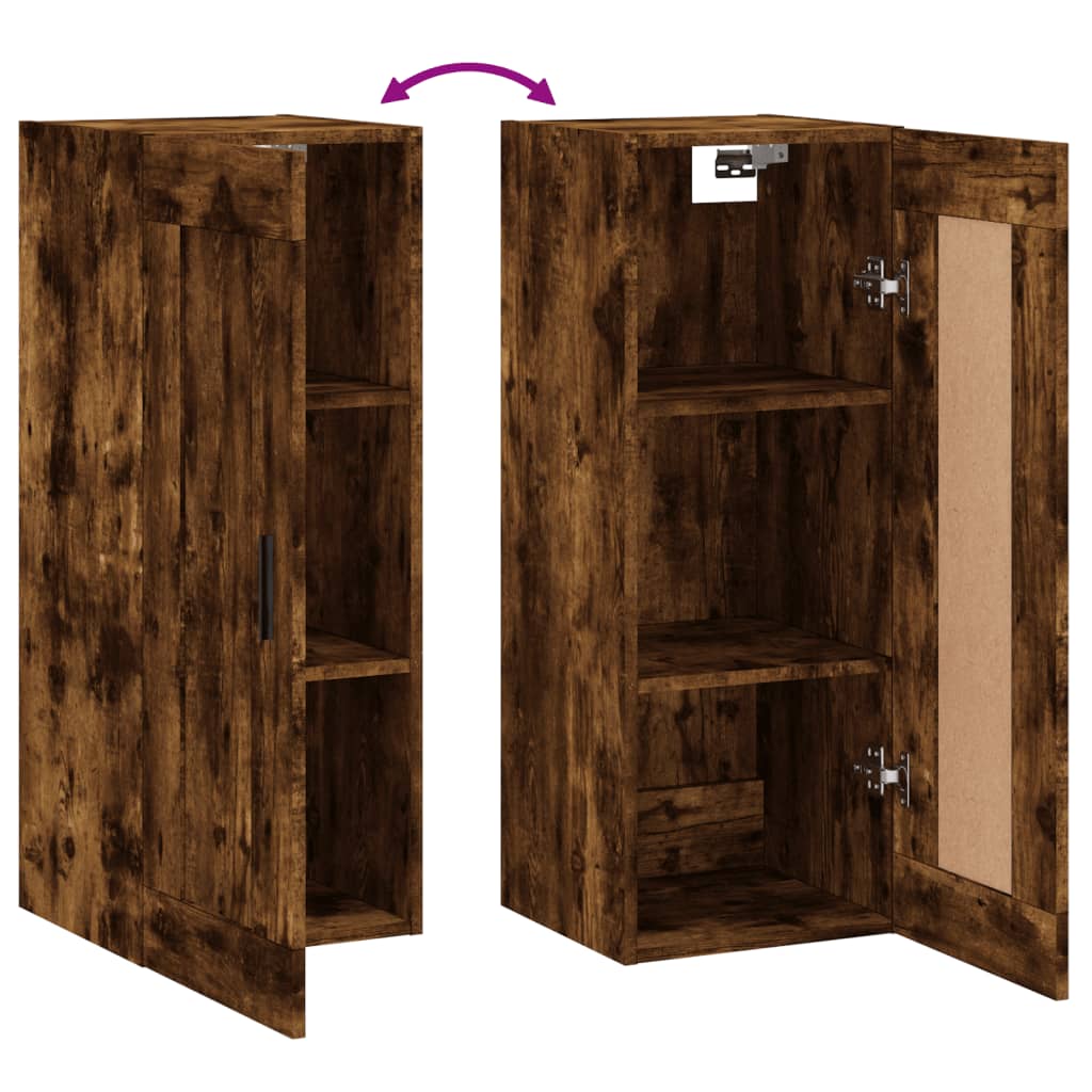 Wall Mounted Cabinet in Smoked Oak Finish 34.5 x 34 x 90 cm Engineered Wood