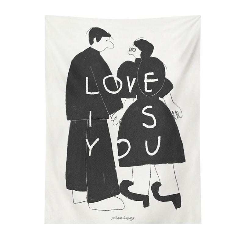 Abstract Style Character Background Hanging Cloth Home Wall Decoration Tapestry Office Living Room Tapestry