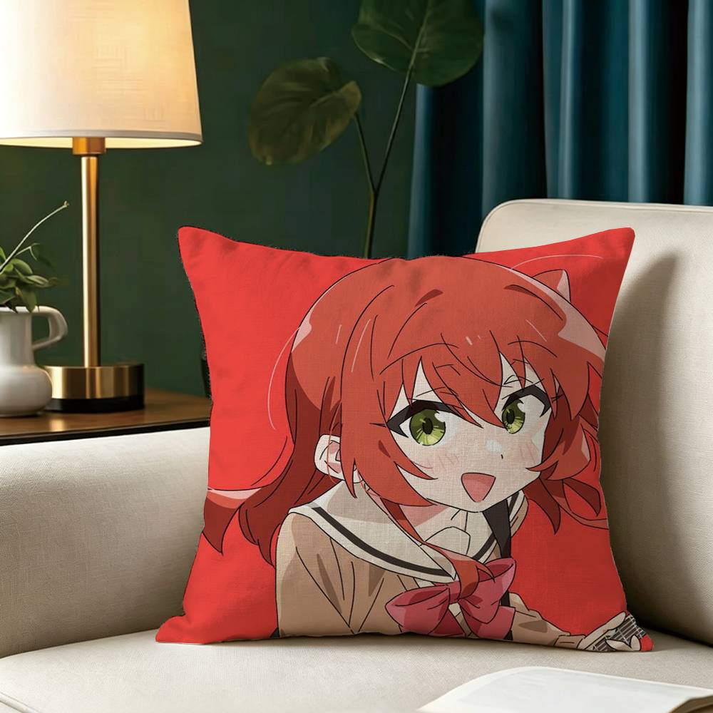 Bocchi The Rock Ikuyo Kita Square Doublesided Printed Pillow Case Bedroom Bedside Pillow Sofa Cushion Cover